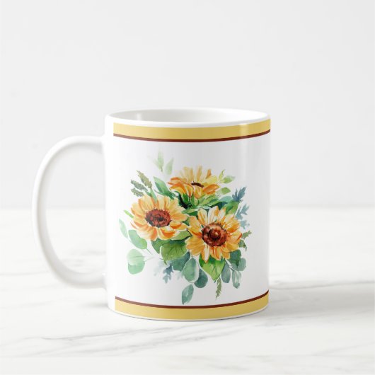 Mug Tournesols à l'aquarelle (Gauche)