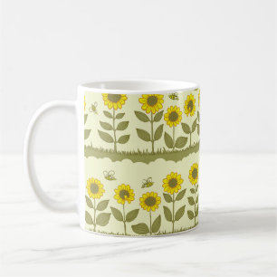 Mug Tournesols, abeilles, motif mignon et sans couture