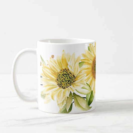 Mug Tournesols aquarelle douce (Gauche)