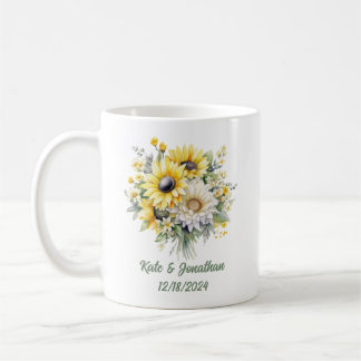 Mug Tournesols de douche de mariage personnalisés