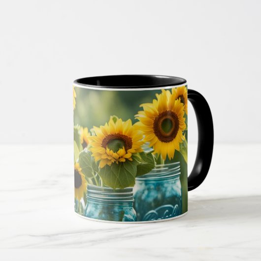 Mug Tournesols et pots Mason (Devant droit)