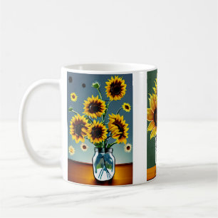 Mug Tournesols générés par l'IA dans des vases