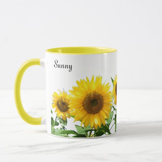 Mug Tournesols Jaune Clair et Calligraphie (Gauche)