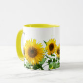 Mug Tournesols Jaune Clair et Calligraphie (Devant gauche)