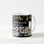 Mug Tous Anniversaire 16 Photo Black Gold Confetti Lum (Devant droit)
