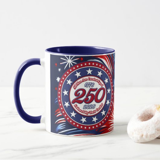 Mug Tous les hommes sont créés égaux Graphique Feu d'a (Avec donut)