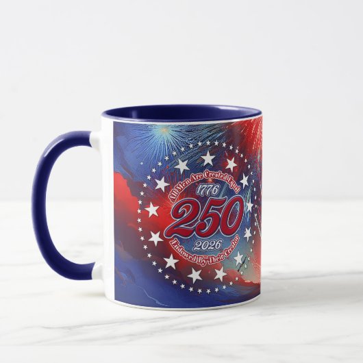 Mug Tous les hommes sont créés graphiques feux d'artif (Gauche)