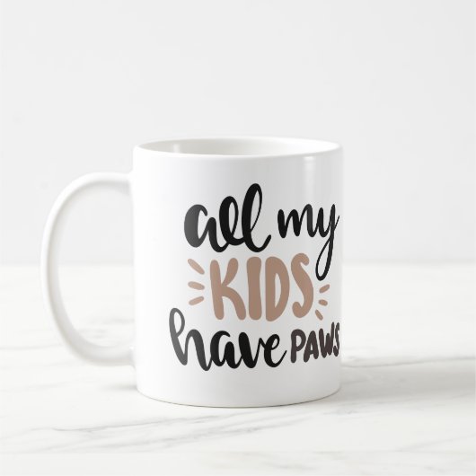 Mug Tous mes enfants ont des pattes (chats, chiens, an (Gauche)