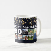 Mug Tout Anniversaire 12 Photo Collage Black Gold Stre (Devant droit)