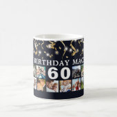 Mug Tout Anniversaire 12 Photo Collage Black Gold Stre (Centre)