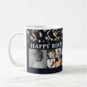 Mug Tout Anniversaire 12 Photo Collage Black Gold Stre (Gauche)
