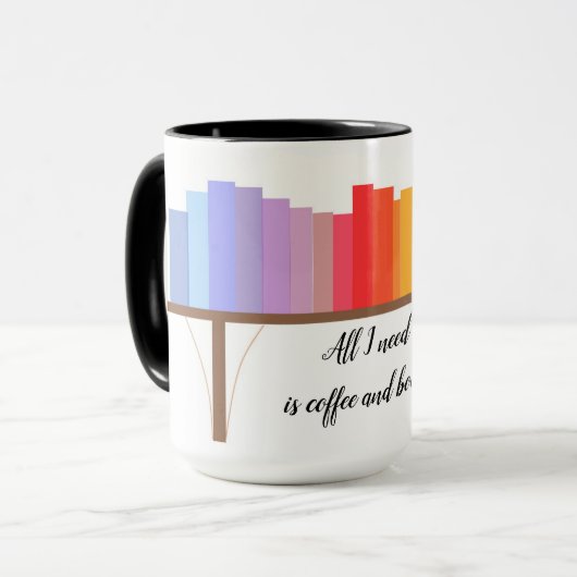 Mug Tout ce dont j'ai besoin café et livres (Devant gauche)