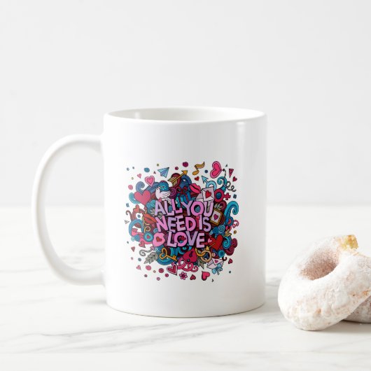 Mug Tout ce dont vous avez besoin, c'est de l'amour In (Avec donut)