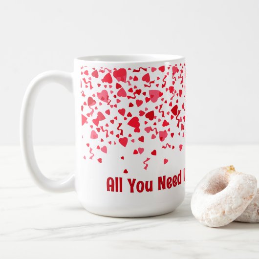 Mug Tout ce dont vous avez besoin est Love & Café Red  (Avec donut)