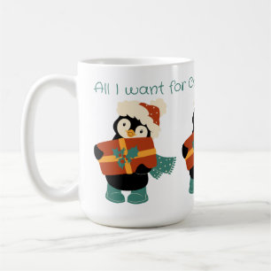 Mug Tout ce que je veux pour manchot vintage Noël