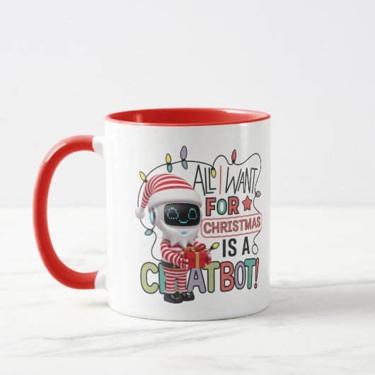 Mug 🤖 Tout ce que je veux pour Noël est un mème amusa (Gauche)
