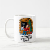 Mug Tout ce que je veux pour Noël est WiFi Funny Art (Gauche)
