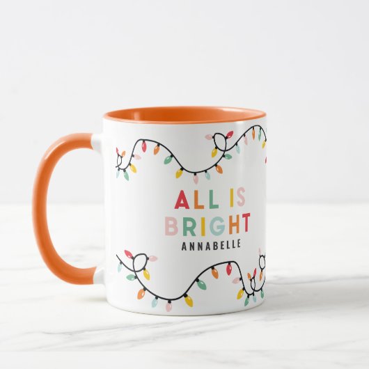 Mug Tout est lumineux fun moderne brillant Noël scinti (Gauche)