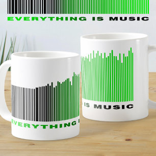 Mug Tout est Musique Texte Vert Code à barres Lecteur 