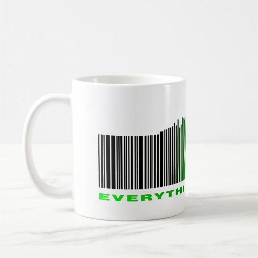 Mug Tout est Musique Texte Vert Code à barres Lecteur  (Gauche)