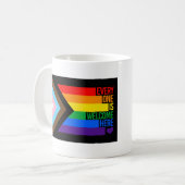 Mug Tout le monde est bienvenu ici (Progress Pride) (Devant gauche)
