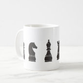 Mug Tout l'un blanc noir, pièces d'échecs (Devant gauche)