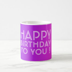Mug Tout nom éditable Joyeux Anniversaire Rose Violet