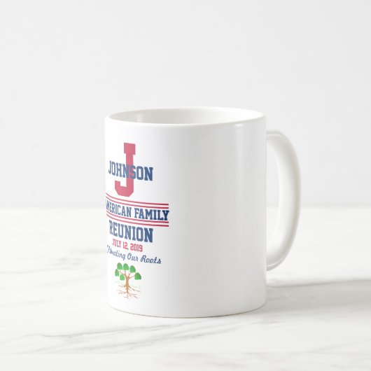 Mug Tout nom Famille Réunion avec n'importe quelle dat (Devant droit)