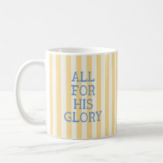 Mug Tout pour sa gloire Jaune Bleu Rayé Citation Bibli