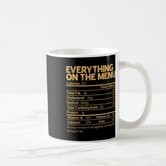 Mug Tout Sur Le Menu Nutrition Facts Thanksgivin (Droite)