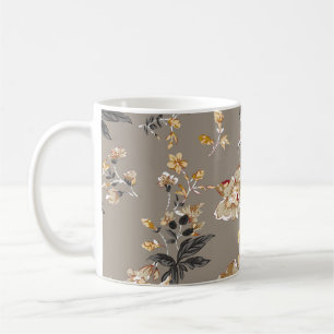 Mug Tout sur les fleurs motif sur la fleur de fond bru