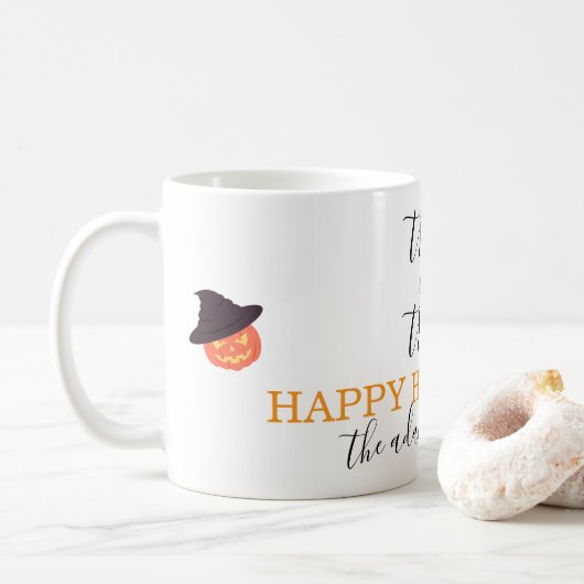 Mug Trace ou traitement Script moderne Halloween (Avec donut)