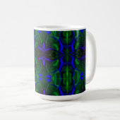 Mug Traços azuis "flutuando" sobre fundo verde. (Devant droit)