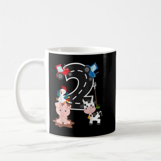 Mug Tracteur Animaux de ferme Numéro 2 2e Anniversaire (Gauche)