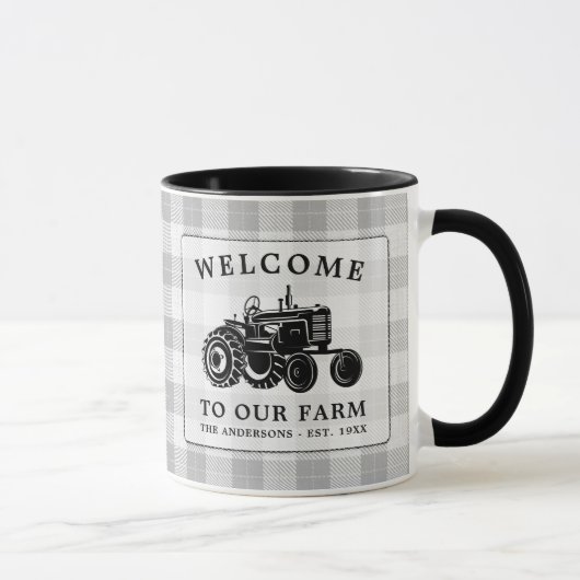 Mug Tracteur de ferme de bienvenue Nom de famille Whit (Droite)