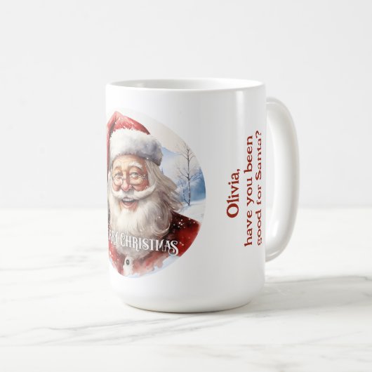Mug Tradition classique Père Noël Illustration Script (Devant droit)