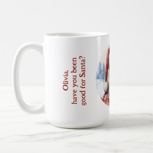 Mug Tradition classique Père Noël Illustration Script (Gauche)