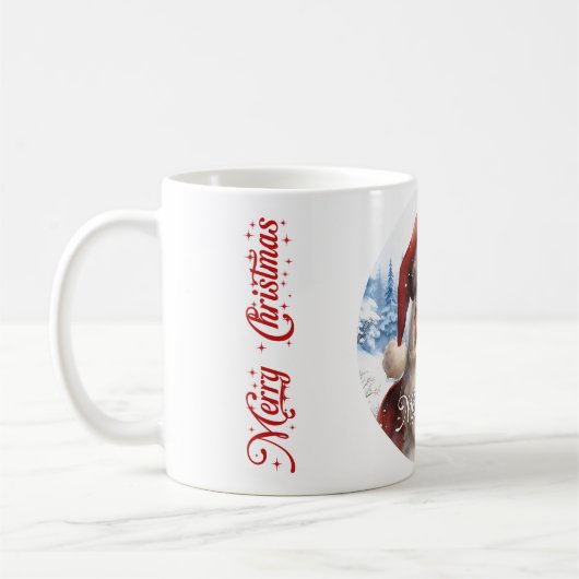 Mug Tradition classique Père Noël Illustration Script (Gauche)