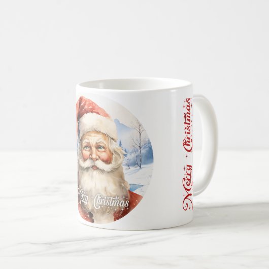 Mug Tradition classique Père Noël Illustration Script (Devant droit)