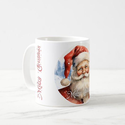 Mug Tradition classique Père Noël Illustration Script (Devant gauche)