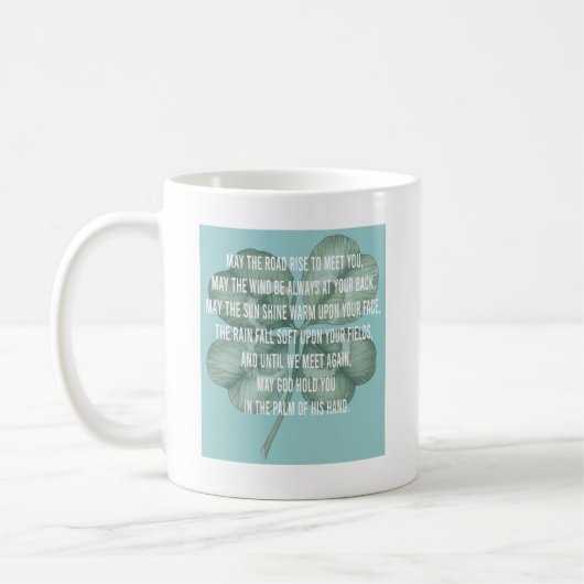 Mug Traditional Irish Blessing Four Leaf Clover Design (Gauche)