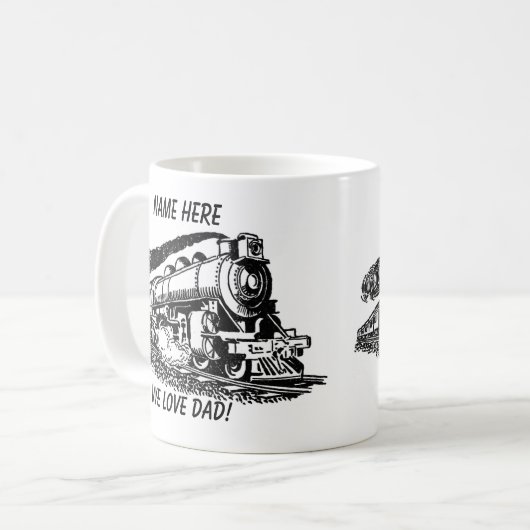 Mug Train à vapeur pour papa Ajouter un nom Changer de (Devant gauche)