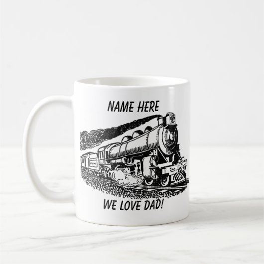 Mug Train à vapeur pour papa Ajouter un nom Changer de (Gauche)