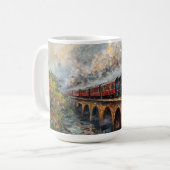 Mug Train à vapeur sur un pont - Peinture à l'huile (Devant gauche)