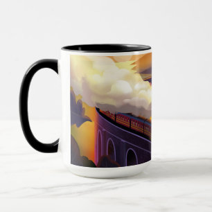 Mug Train à vapeur traversant un pont en Écosse