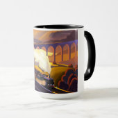 Mug Train à vapeur traversant un pont en Écosse (Devant droit)