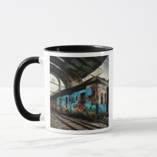 Mug Train abandonné avec Graffiti Urban Street Art (Gauche)