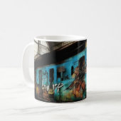 Mug Train abandonné avec graffitis d'art urbain de rue (Devant gauche)