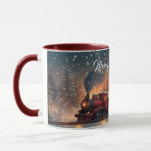 Mug Train de Noël joyeux  Flocons de neige Lumières vi (Gauche)