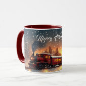 Mug Train de Noël joyeux  Flocons de neige Lumières vi (Devant gauche)